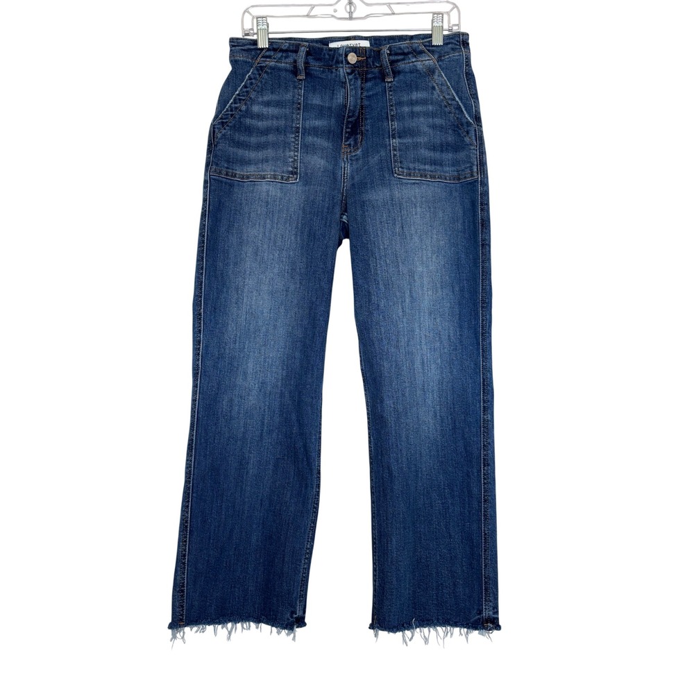 Lovervet by Vervet High Rise Wide Leg Raw Hem Utility Jeans Blue Size 29 y2K